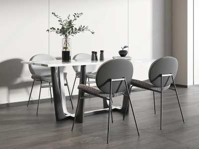 现代餐桌椅组合3D模型下载